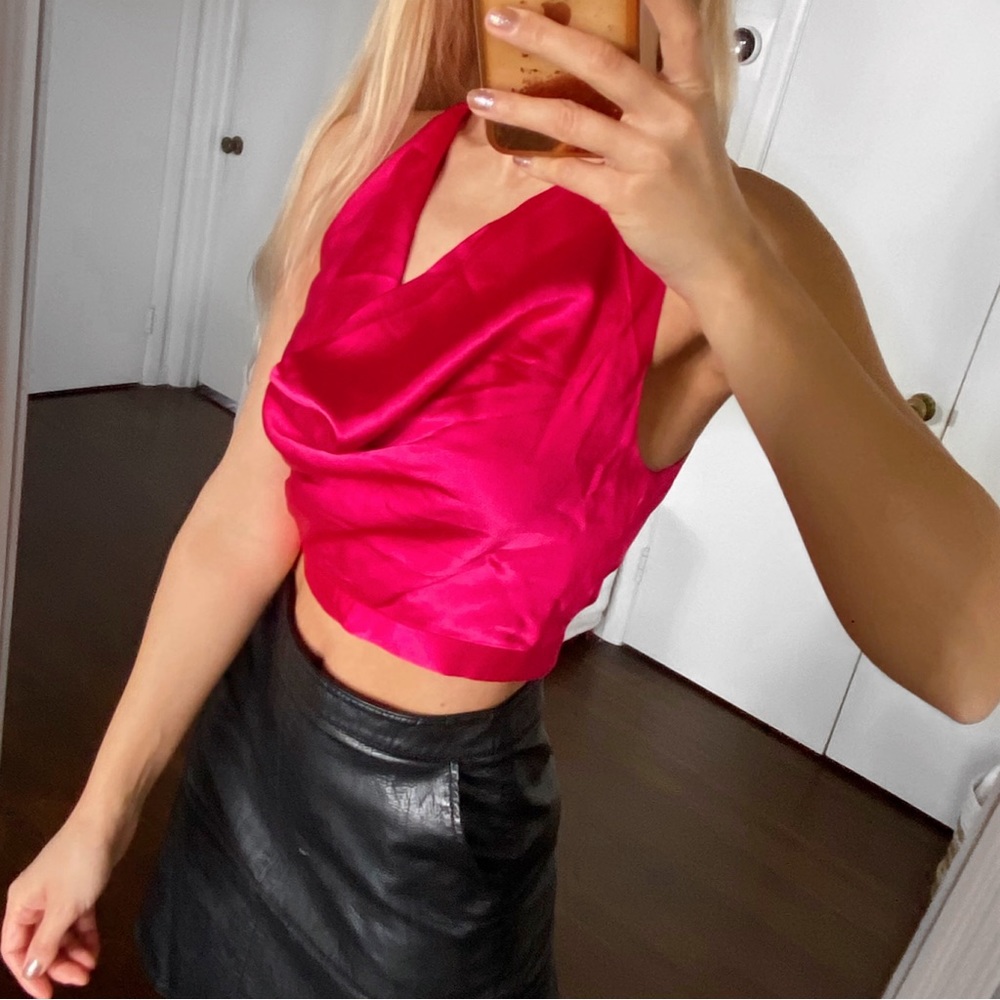 π ZARA HOT PINK SATIN CROP TOP! - Picture 2 of 12